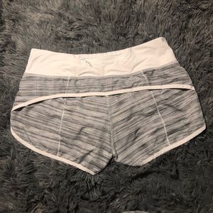 Grey and White Lululemon Speed Shorts Size 6
